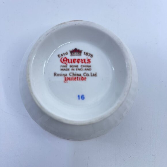 vintage queens yuletide cream sugar bowl holly berries pinecone design - Picture 4 of 6